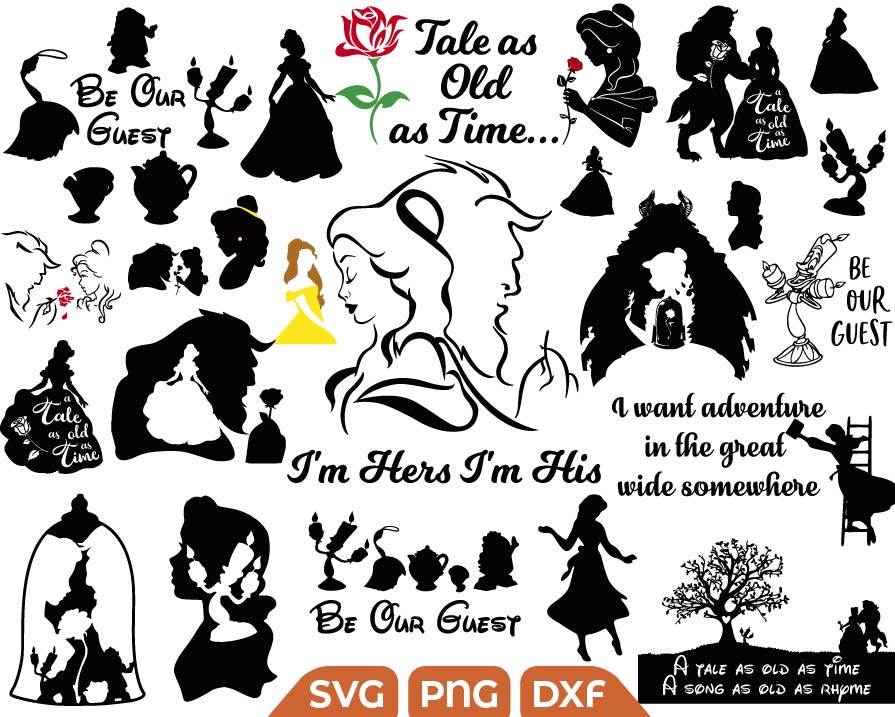 Disney Beauty And The Beast Svg, Beauty Princess Silhouette For Cricut 