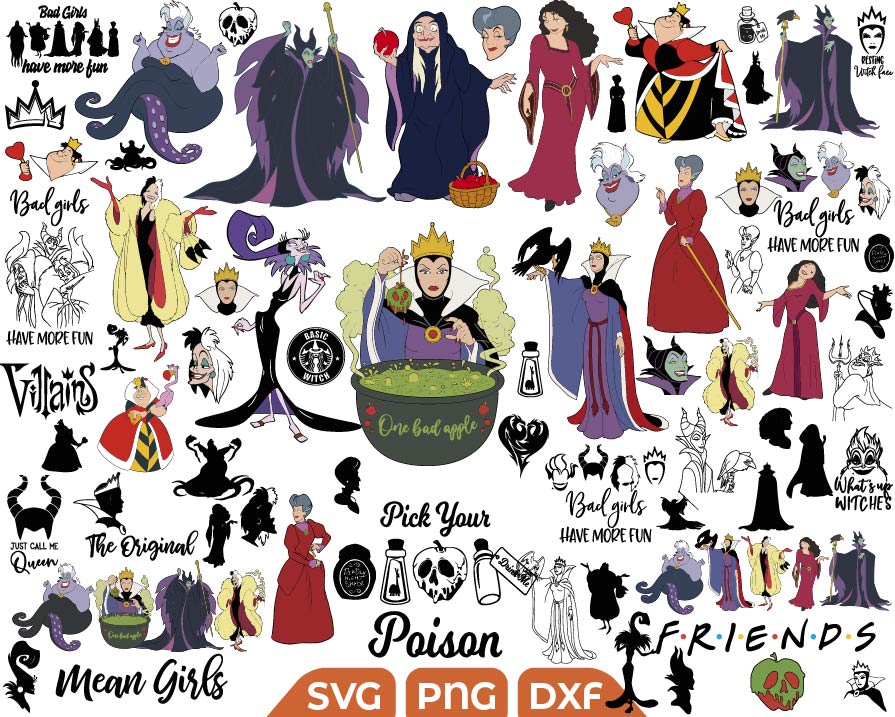 Disney Villains Bundle Svg, Evil Queen Svg, Maleficent Svg - Svg Files ...