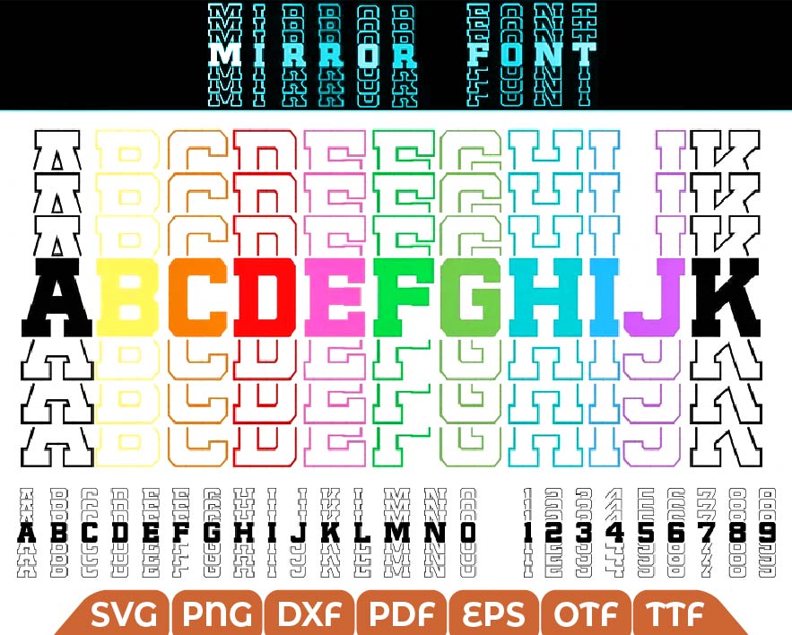 Mirror Font svg, Mirror alphabet svg, Stacked sv - Svg Files For Crafts