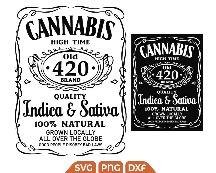 Cannabis Indica & Sativa svg, Cannabis Jack Daniels svg - Free SVG