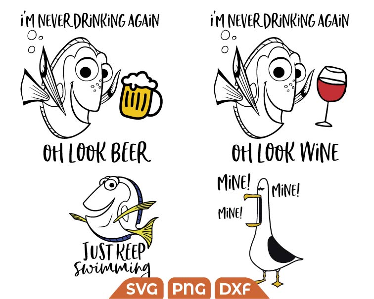 Disney Drinking svg, Dory i’m Never Drinking Again svg - Svg Files For ...