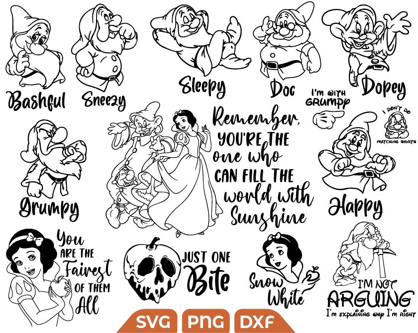 Seven Dwarfs Quotes svg, Princess Snow White svg - Svg Files For Crafts