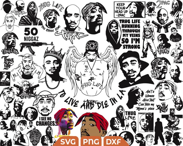 Tupac Shakur svg, Rappers svg, Tupac Cricut, Tupac Silhouette - Free