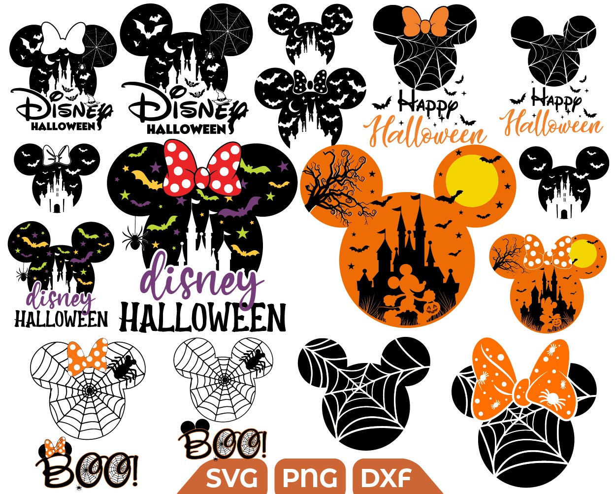 Mickey Halloween Silhouette Svg, Minnie Halloween Svg Png - Svg Files ...