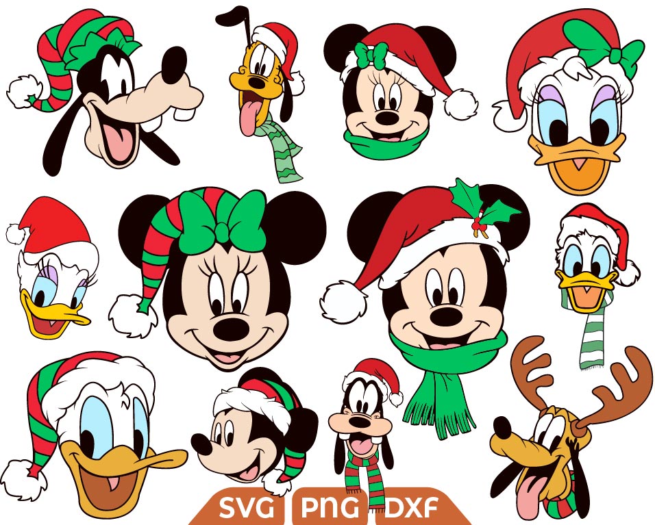 Disney Mickey Head Christmas Svg, Mouse Holiday Season Svg - Svg Files