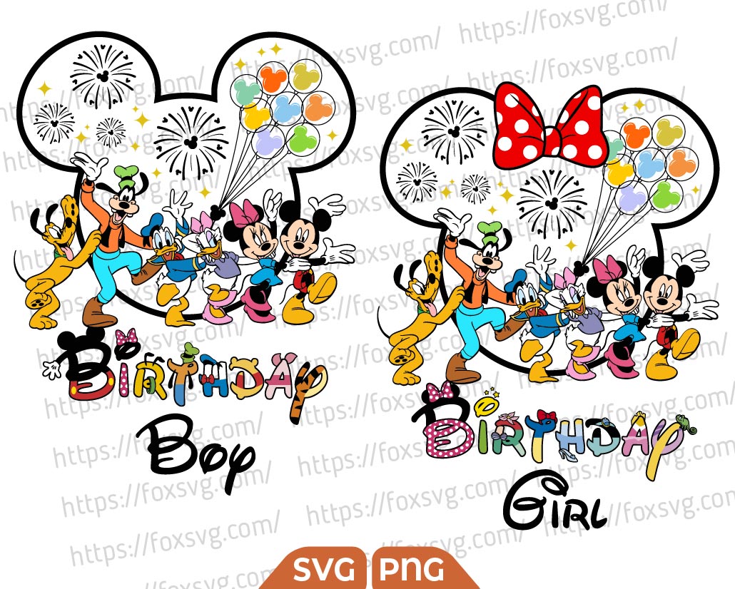 Mouse Friends Family Birthday Svg, Minnie Birthday Squad Png